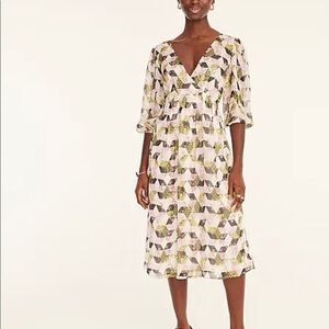 J. crew Lurex metallic thread patchwork floral print chiffon midi dress